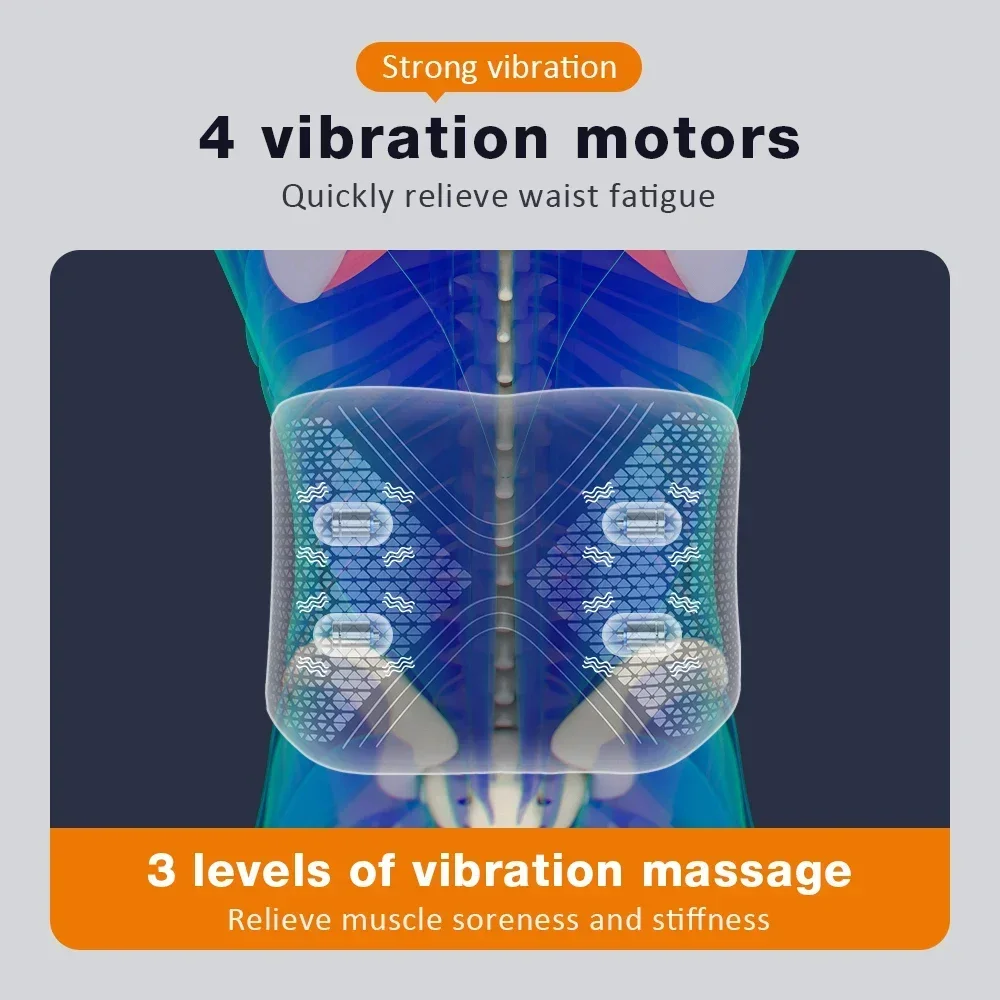 Hot Compress Belt Electric Waist Massage Heating Pad Graphene Intelligent Warm Vibration Air Pressure Kneading Back Massager