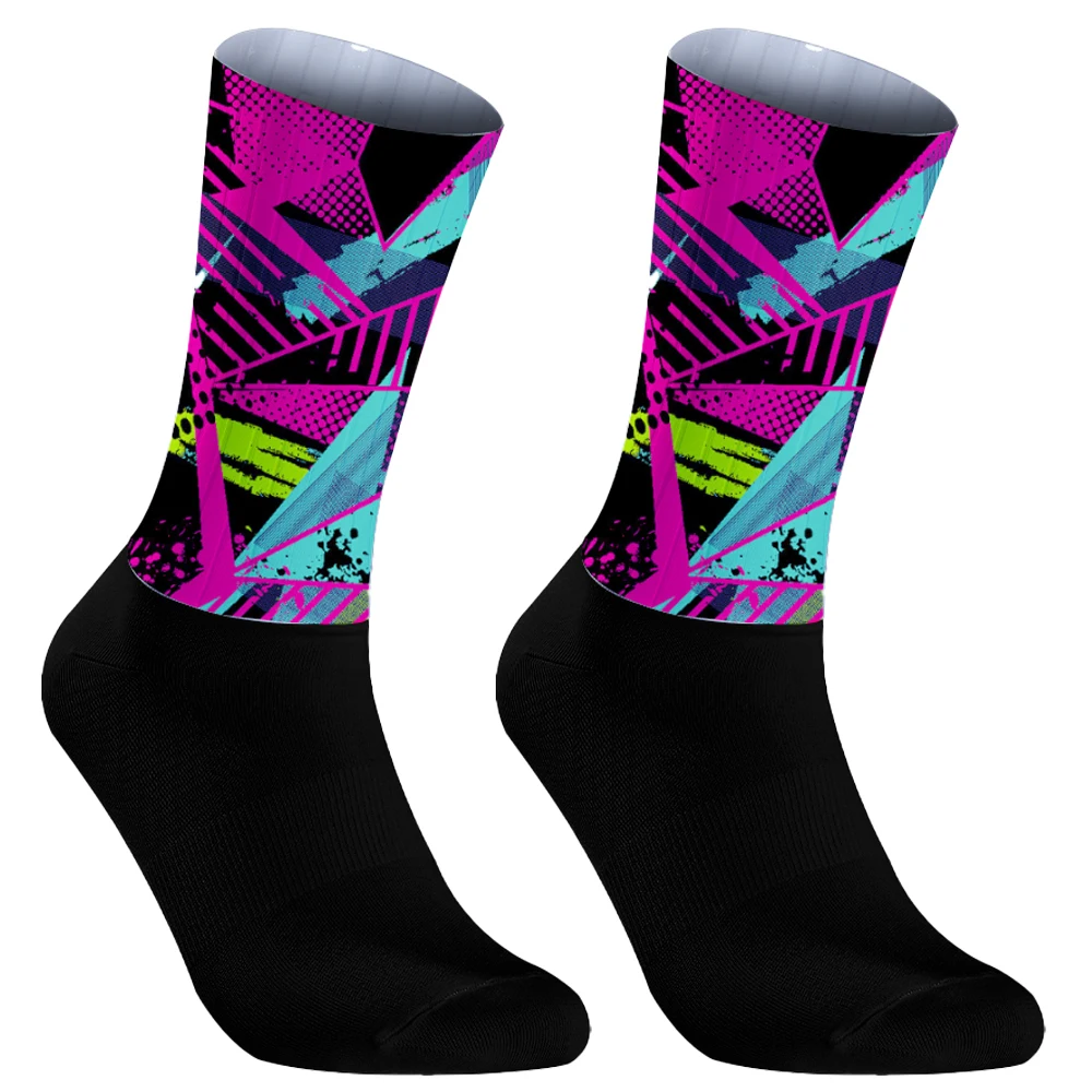 Graffiti riding socks Pro Race Compressie Ciclismo Mountainbike Racesokken Mannen Vrouwen Calcetines Ciclismo Hombre