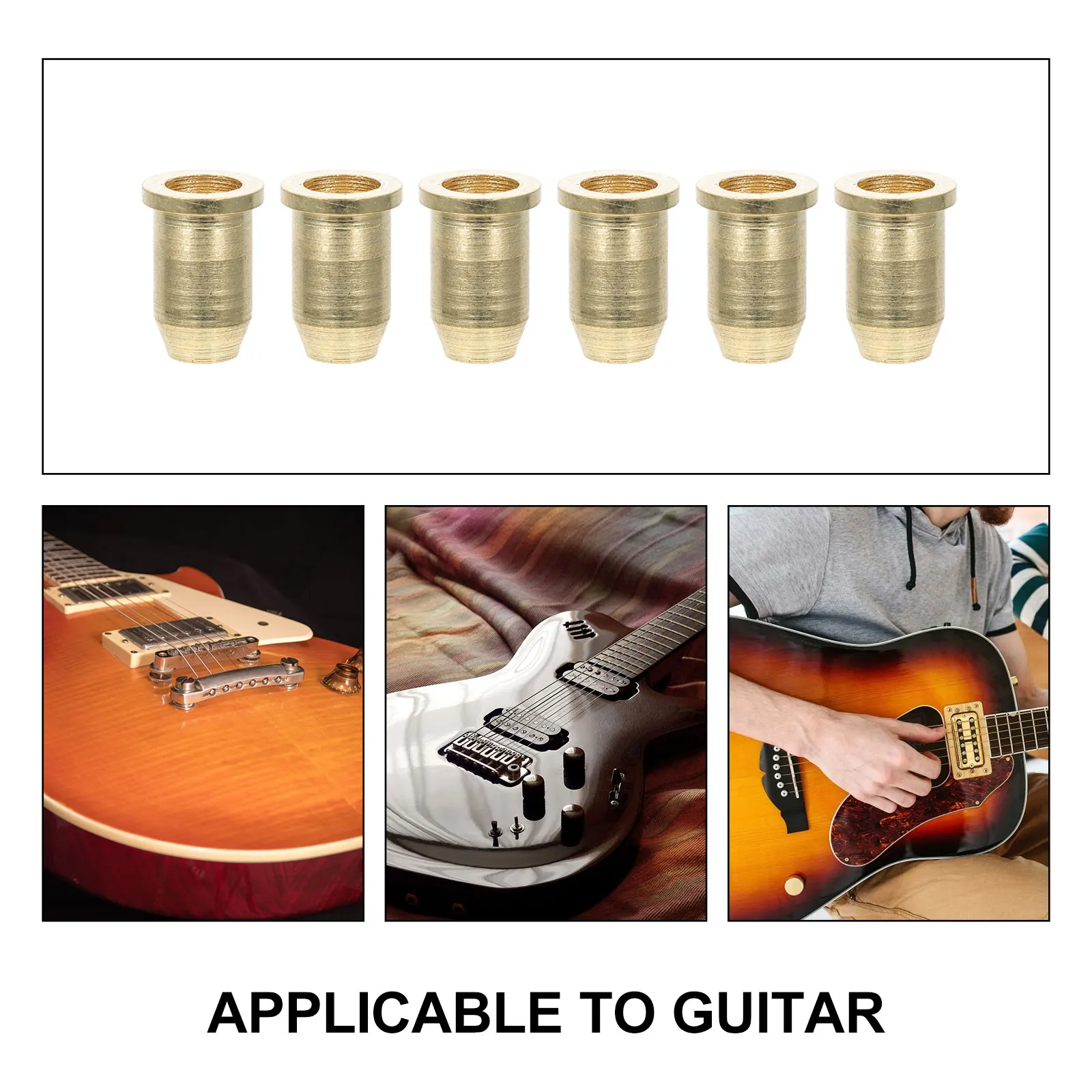 

6 Pcs Chord Electric Guitar String Buckle Bridge Ferrule Steel Golden Metal Caps