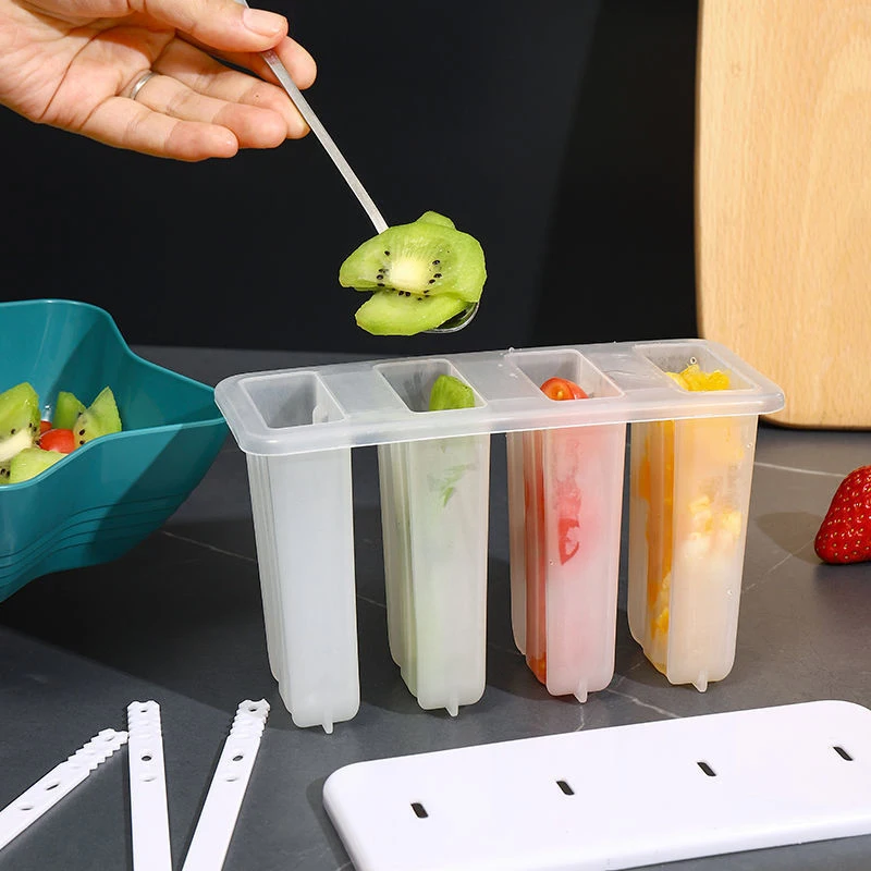 New·4 Cell Ice Cream Popsicle Mold DIY Ice Cream Machine Homemade Summer Children Ice-lolly Mold Ice Tray Kitchen Gadgets