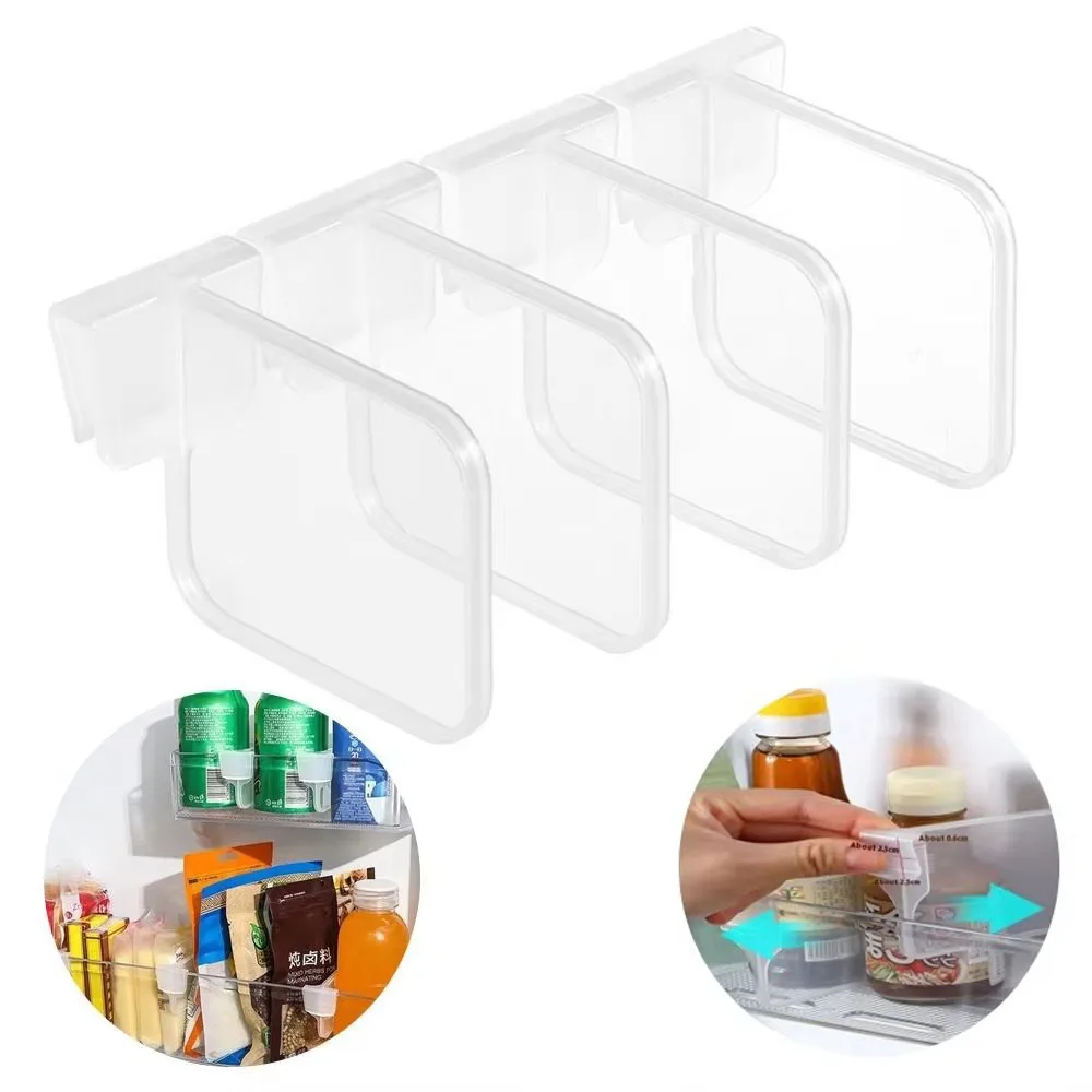 8/48pcs Multifunctional Refrigerator Divider Organizing Adjustable Snap-On Lattice Bracket Clip Organizing Refrigerator Divider