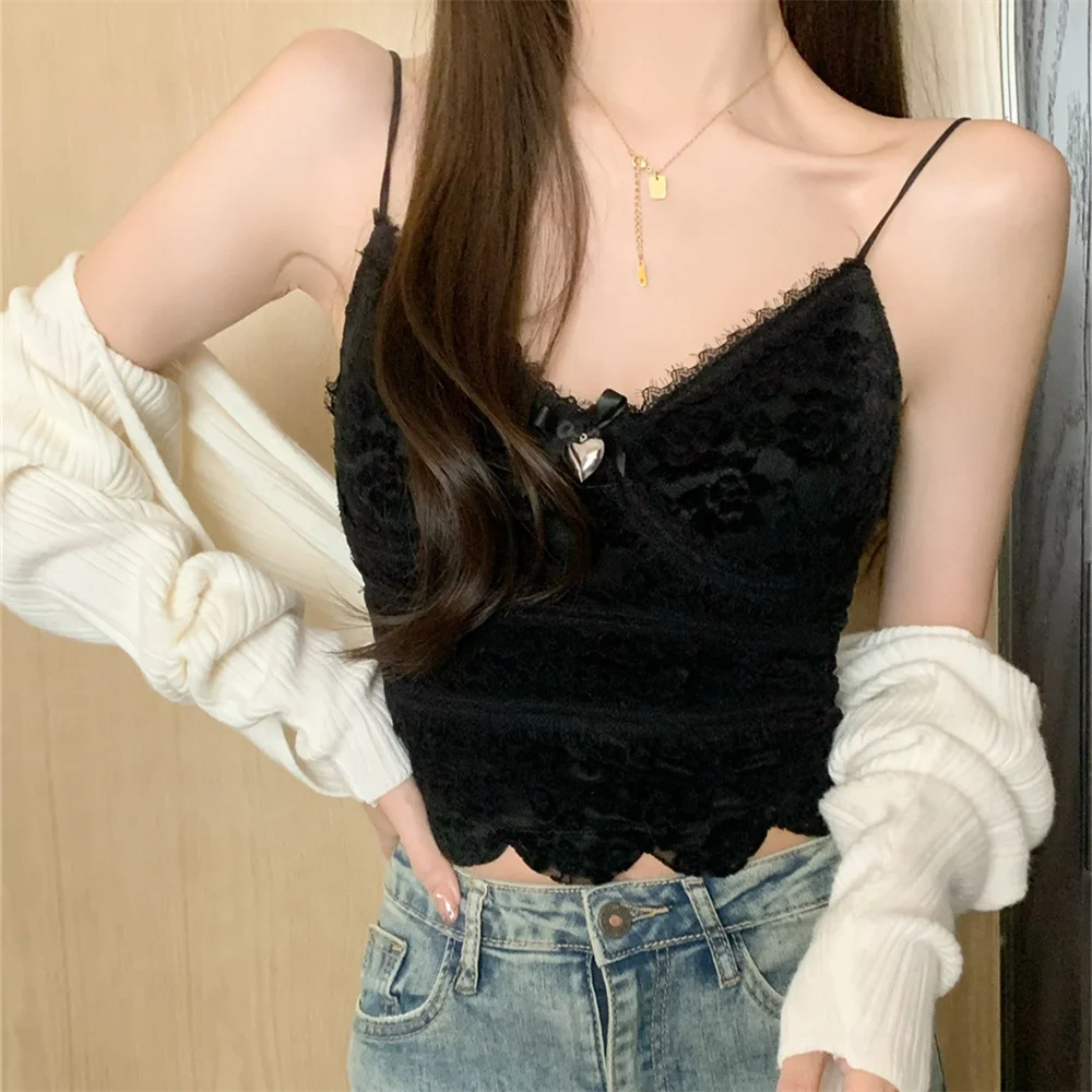 Women Summer Sexy Sleeveless Lace Tank Ladies Sweet T Shirt Vest Tank Tops Female Fashion Vest Tops Basic Plain Camisole