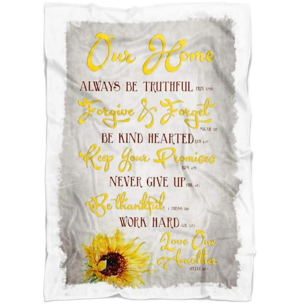 

Home Rules With Scripture Customize Design, Personalized Fleece Blanket Print Fleece Blanket 3D printed Blanket