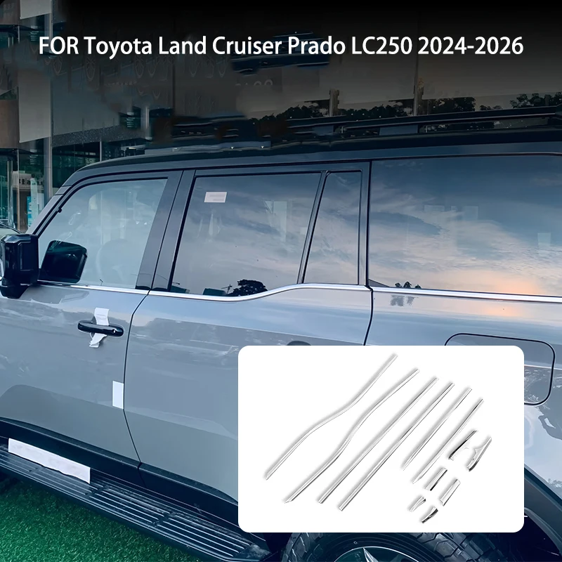 

FIT For Toyota Land Cruiser Prado LC250 2024-2026 Stainless steel chrome Lower window Molding Strip Sill side Cover Trim