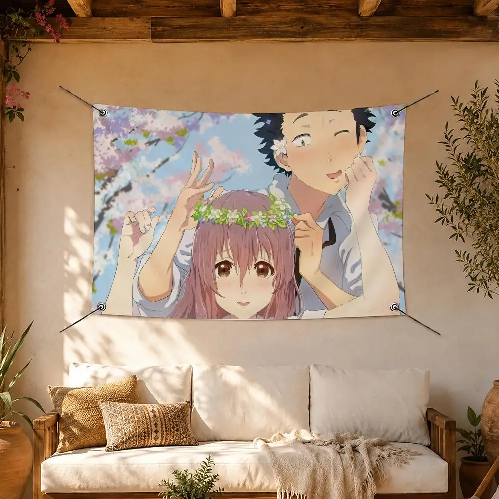 Anime Film A Silent Voice Flags Room Home Decor Wall‑Hanging Art Banner, Outdoor for Bedroom Party Background Decoration