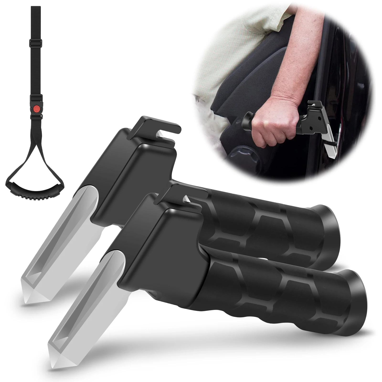 Car Door Assist Handle Multi-functional Car Door Handle Portable 3 in 1 Assistance Support Window Breaker for Elderly Disability