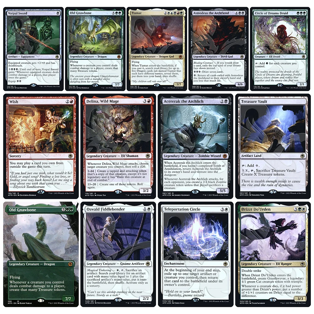 

Magic the Gatherings storms DIY homemade Vorpal Sword Old Gnawbone Tiamat Treasure Vault Delina Board game collectible card