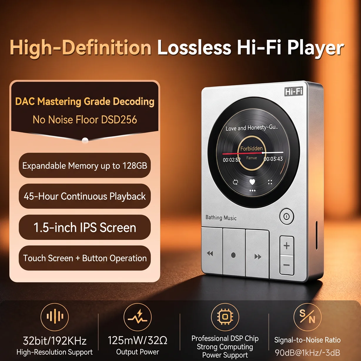lettore-mp3-hi-fi-superiore-con-riproduzione-dsd256-chip-ess9018-tasti-stile-pianoforte-45-ore-di-autonomia-32bit-192khz-supporto-mp3-flac-ape-wav-32gb