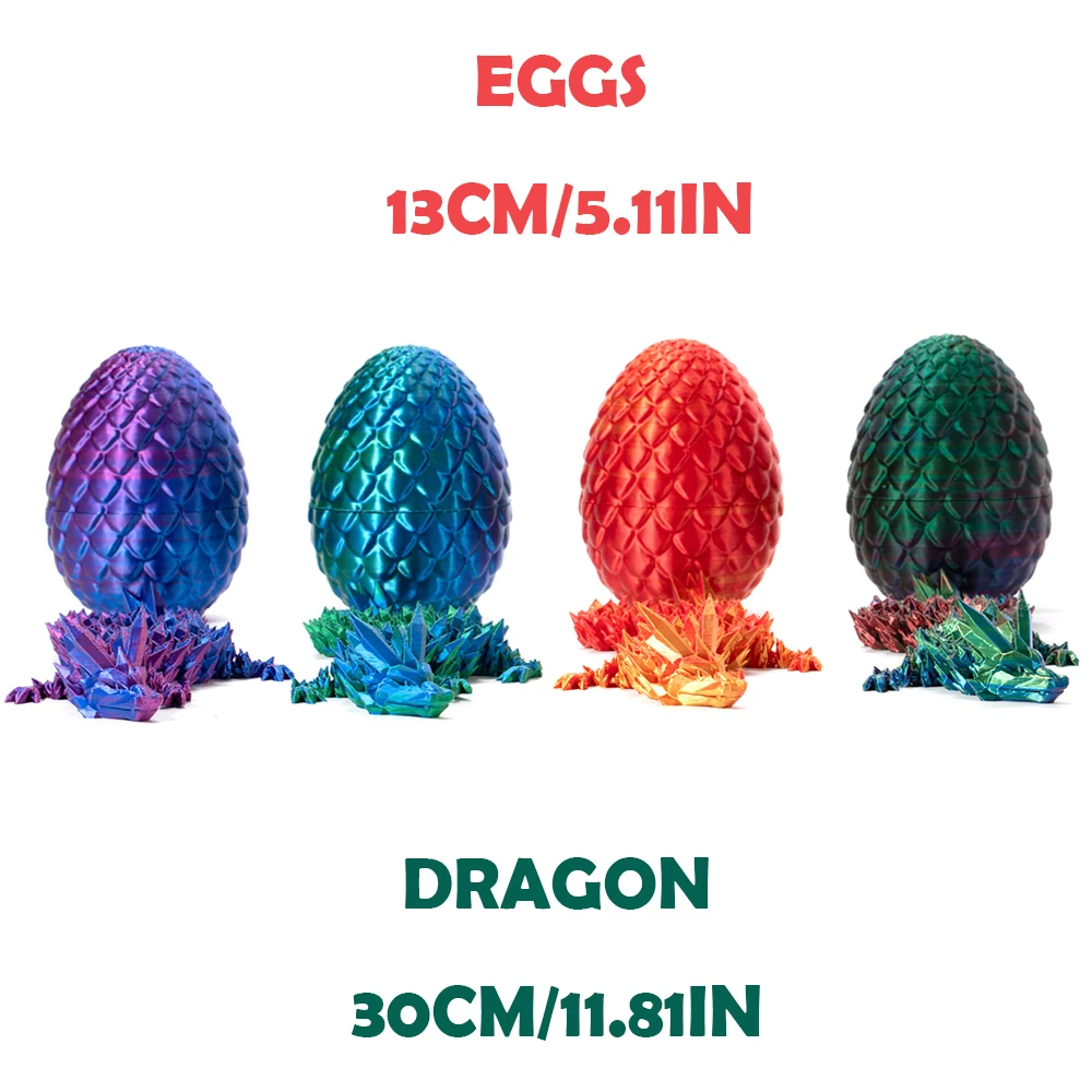 3D Printed Model Toys Wing Dragon Multi-joint Ornament Egg Kids Toys Realistic Animal Figures Decorative Desktop Boys Gifts Toy