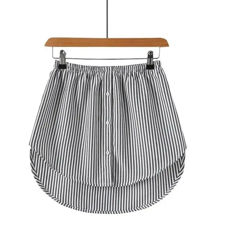 652F Shirt Extender for Women Adjustable Layering Striped Half Length Hemline Skirt