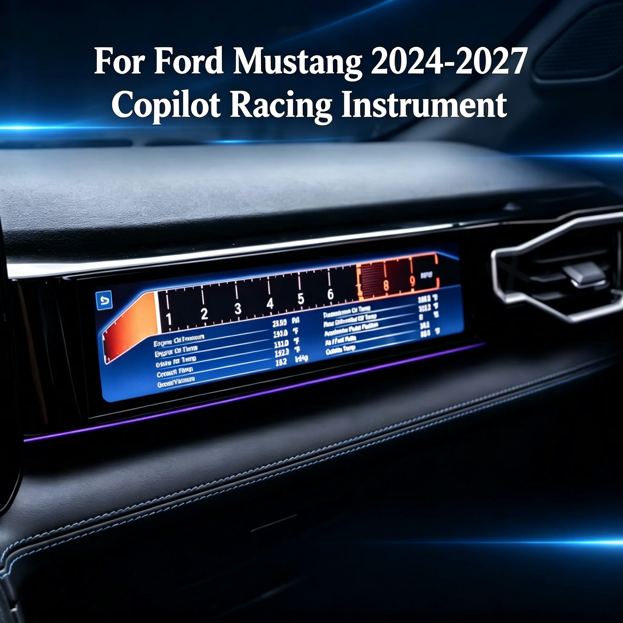 Ford Mustang 2024-2027 Copilot Racing LCD Digital Display, Passenger Side Dashboard Gauge, Co-pilot Instrument Modification