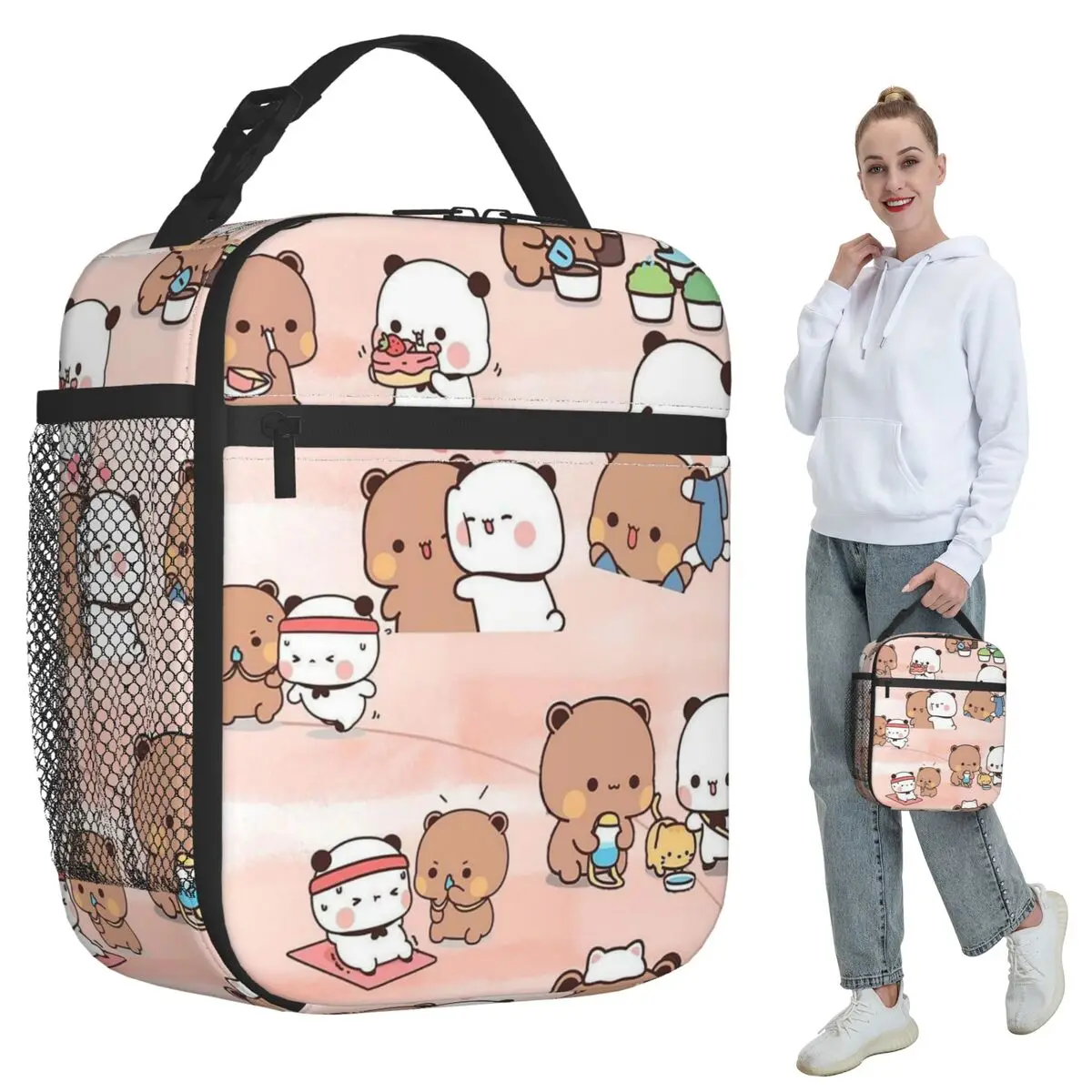 

Bubu Dudu Panda Bears, изолированная сумка для обеда с героями мультфильмов для детей, школьный холодильник, термосумка для еды, портативная сумка для обеда, контейнер