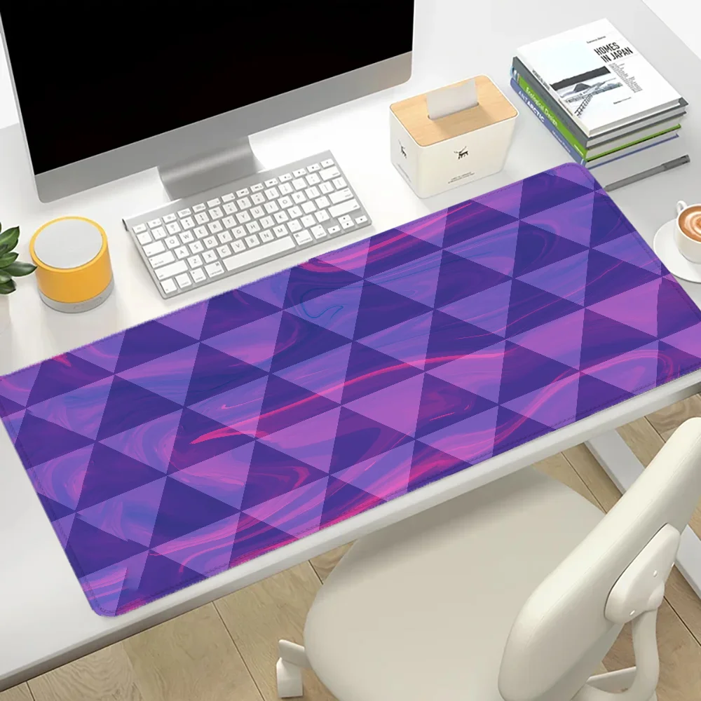 

Fashion Desk Pad Purple Geometric Pattern Gamer Keyboard New Gaming Accessories Mouse Carpet Pc Cabinet Computer Desks Mousepad
