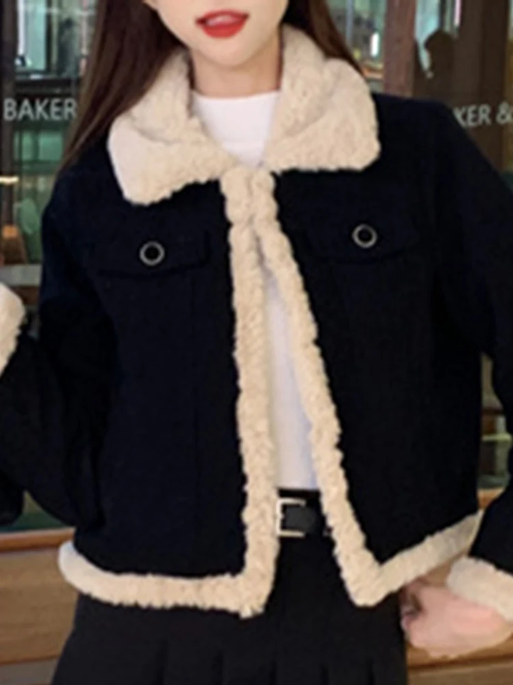 여성용 양털 재킷, 테니드 칼라, 출퇴근용, 겨울 아우터, 따뜻하고 다용도, 캐주얼 스트레이트 핏