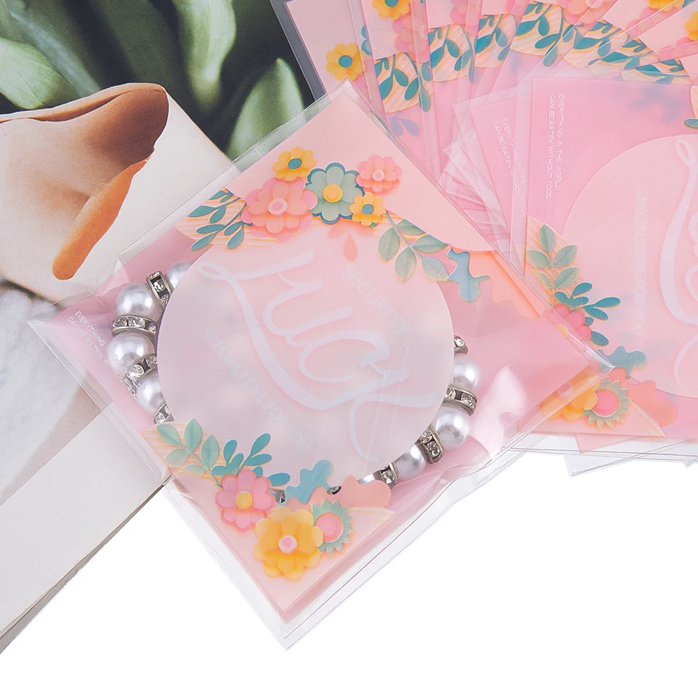 100pcs/Lot INS flower Gift Packaging Self Adhesive Bags Candy Handmade Baking Bags Jewelry Accessories Display packaging Bags