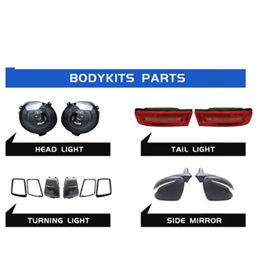 Plastic Material G Class W463 G63 G500 G350 Body Kit UPGRADE to W464 W463A G63 Old to New Car Body Kits Parts Bumper Lights Hood 2