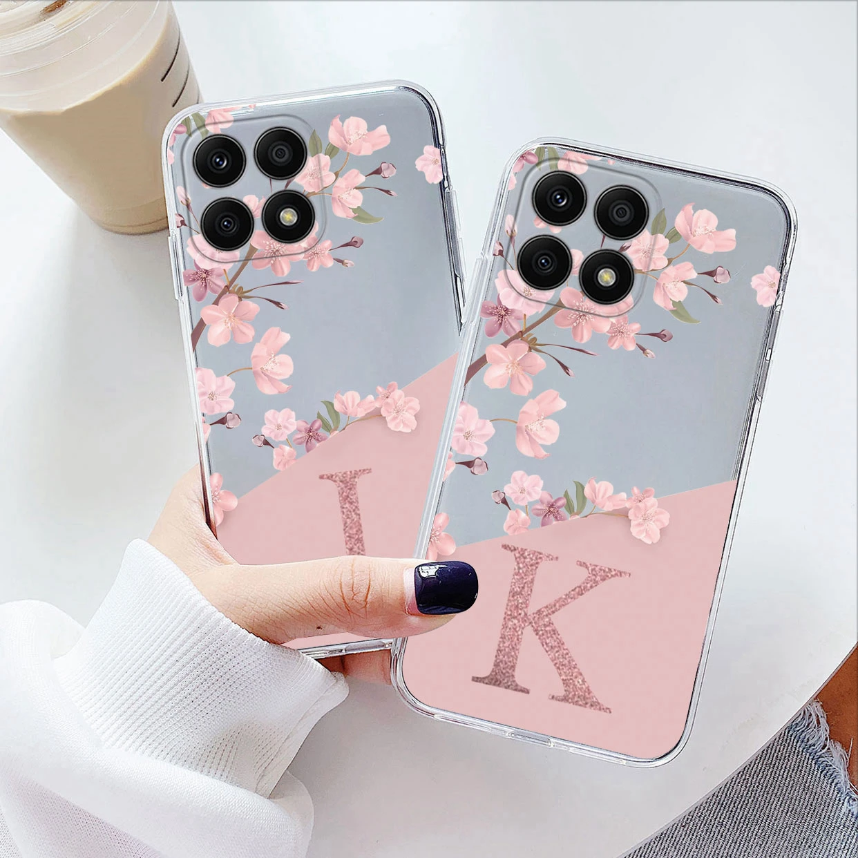 Fashion Pink Flowers Case For Honor X6A 6.56