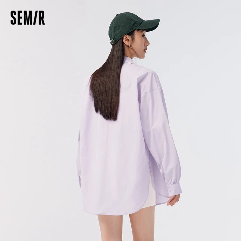 Semir Long Sleeve Shirts Women Mid Length Loose Print Blouse 2023 Summer New Cool Sunscreen Clothing Versatile Fashion