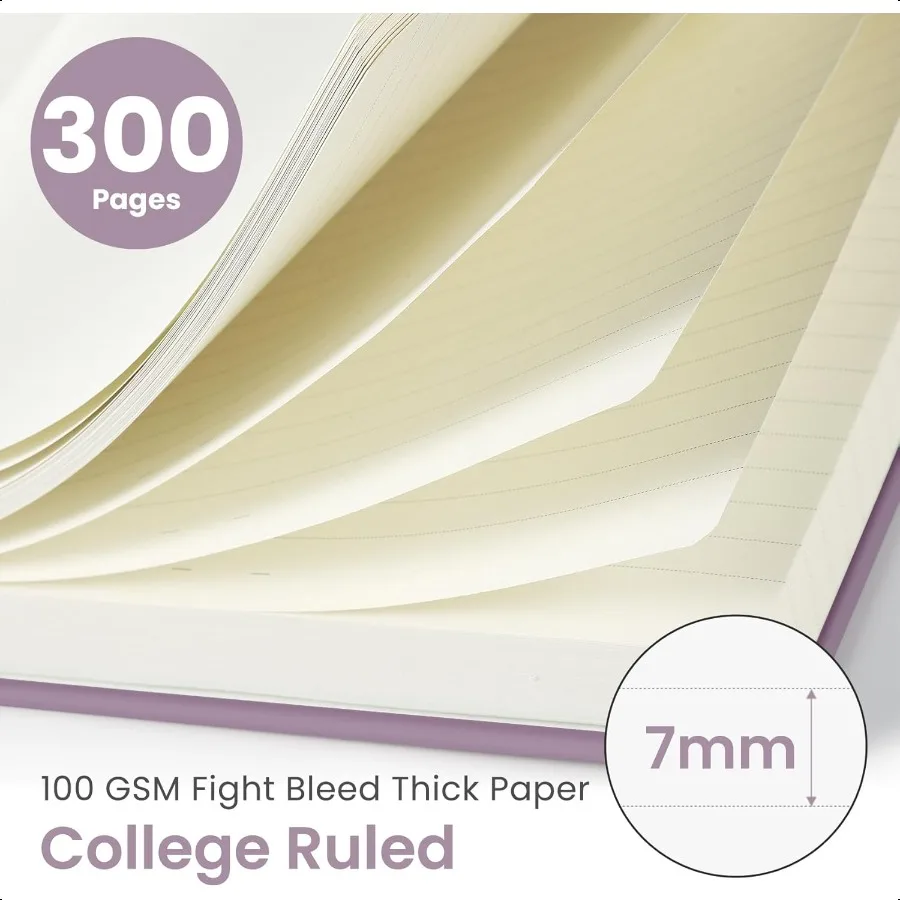 مجلة دفتر ملاحظات حلزوني مبطن للعمل 300 صفحة سميكة B5 7.1x10 مجلة مسطرة للكلية للنساء دفتر ملاحظات بغلاف مقوى لـ