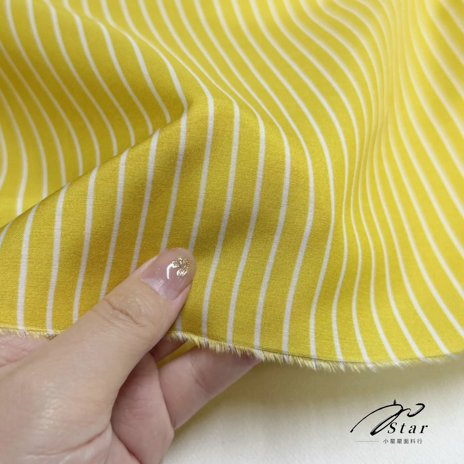 Yellow Vertical Stripes Silk Cotton Fabric Shirt Dress Silkworm Silk Satin Fabric Cotton Blend Soft Skin-Friendly Summer