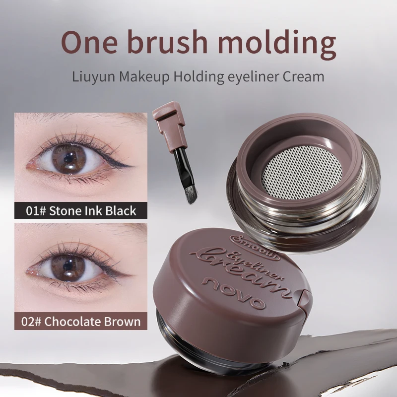 

24H Stay Waterproof Gel Eyeliner Cream Smudge-Free Waterproof Matte Eyeliner Cream Quick-Dry Eye Liner for Daily & Party Makeup