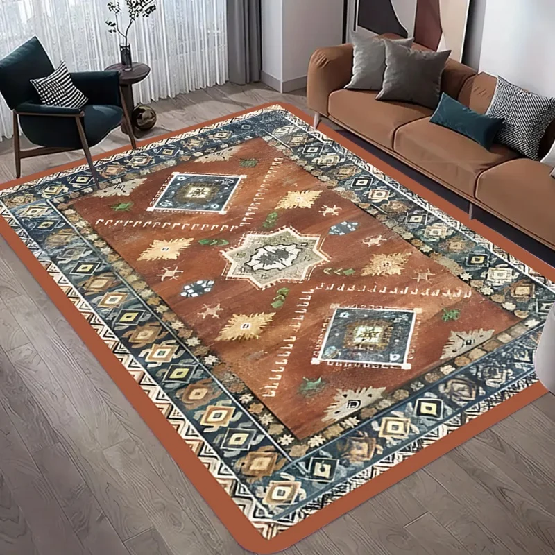 Boho Southwestern Tribal Area Rug Non-Slip Floor Mat Rustic Home Decor Carpet for Living Room Bedroom
