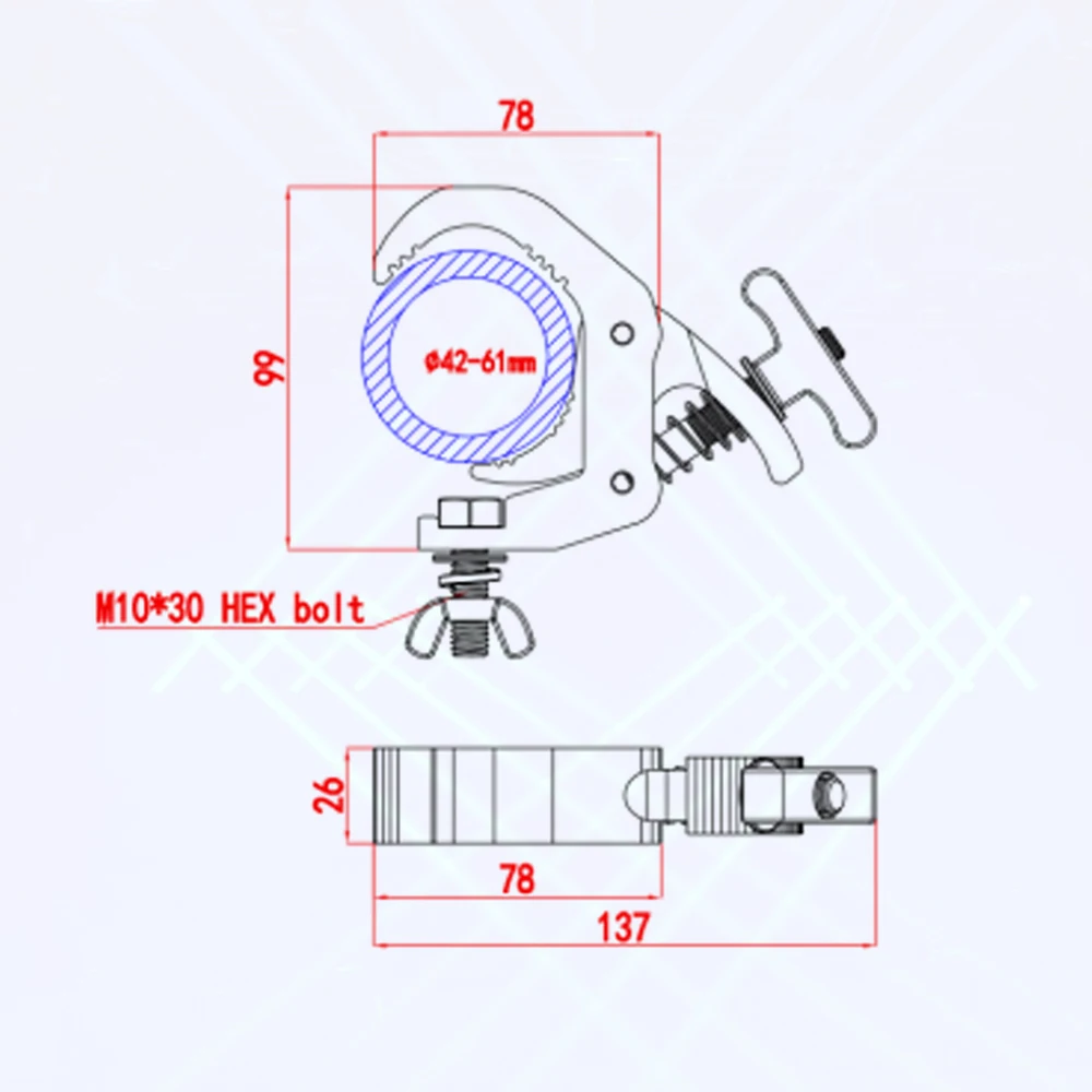 小さなプロのステージクランプ機器、djライトフック、2インチトラス、50mm