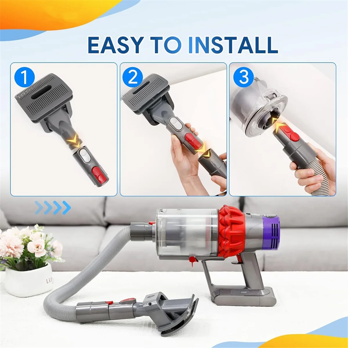 ABRG Pet Grooming Kit สําหรับเครื่องดูดฝุ่น Dyson V7 V8 V10 V11 V15 - สัตว์เลี้ยงสุนัขแปรงผมสูญญากาศสิ่งที่แนบมาพร้อมสายต่อและอะแดปเตอร์