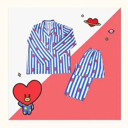 Anime Cartoon Bt21 Series Pajamas Y2K Fashion New Cute Lapel Long Sleeve Home Wear Casual Wear Couple Suit Gift for Friends