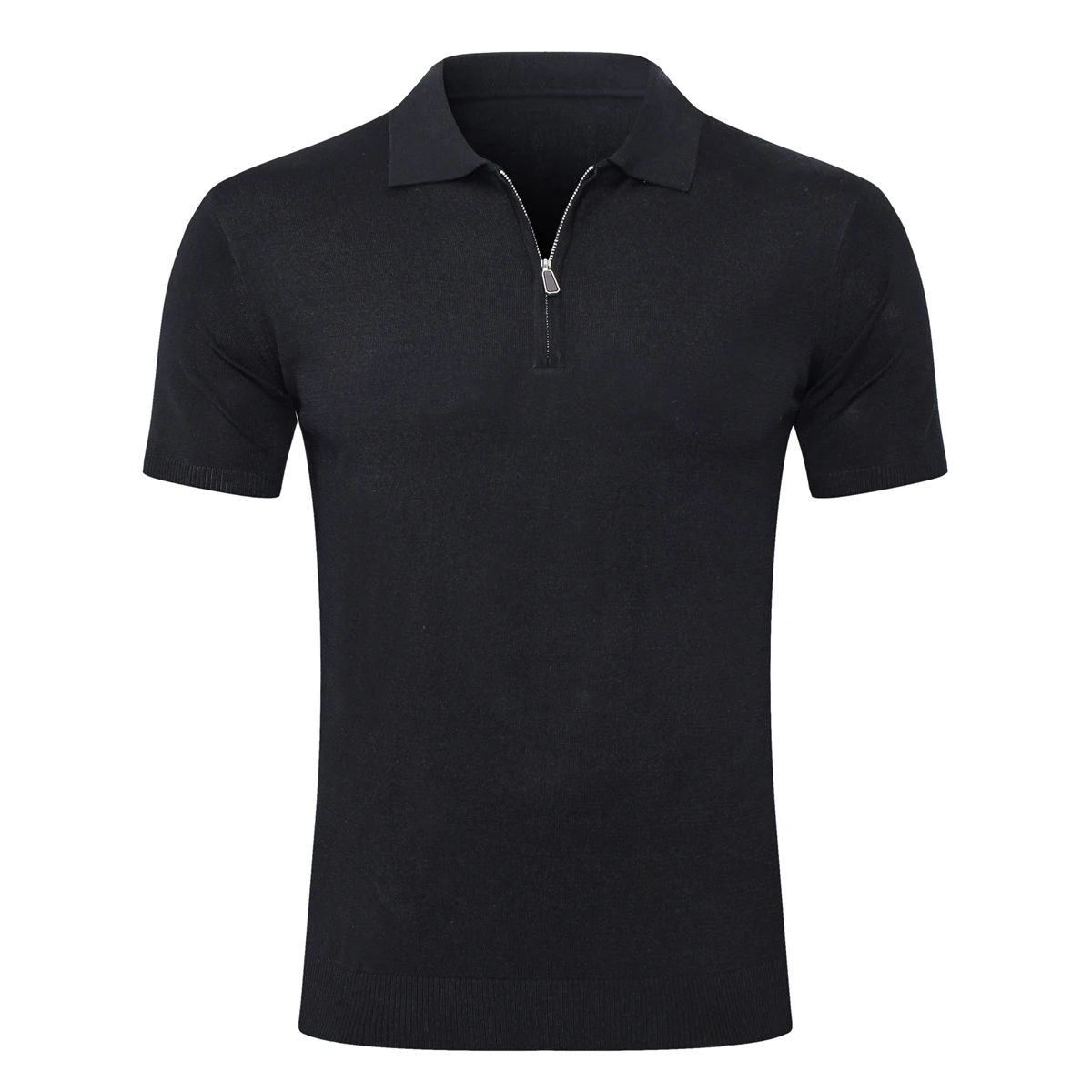 OECHSLI-Camiseta de seda para hombre, Polo fino de manga corta con cremallera, elástica, transpirable, cómoda, talla grande, M-5XL, novedad de 2025