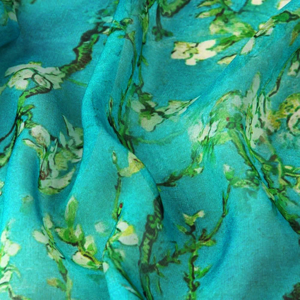 Fine Printed Silk Chiffon Fabric 100% Mulberry Silk Material 8 momme Width 140cm/55\