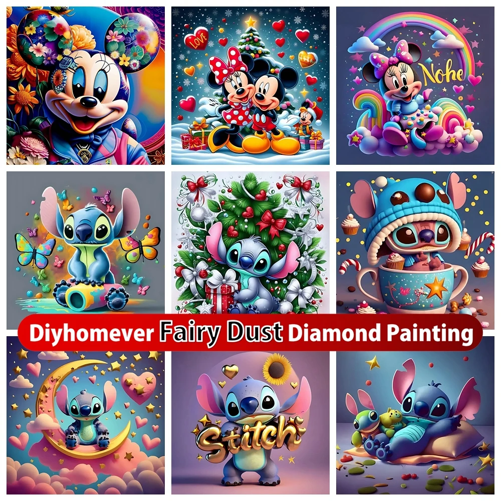 

Disney Mickey Mouse Lilo Stitch AB Diamond Painting Mosaic Cartoon Embroidery Cross Stitch Handicrafts Home Decor Gifts