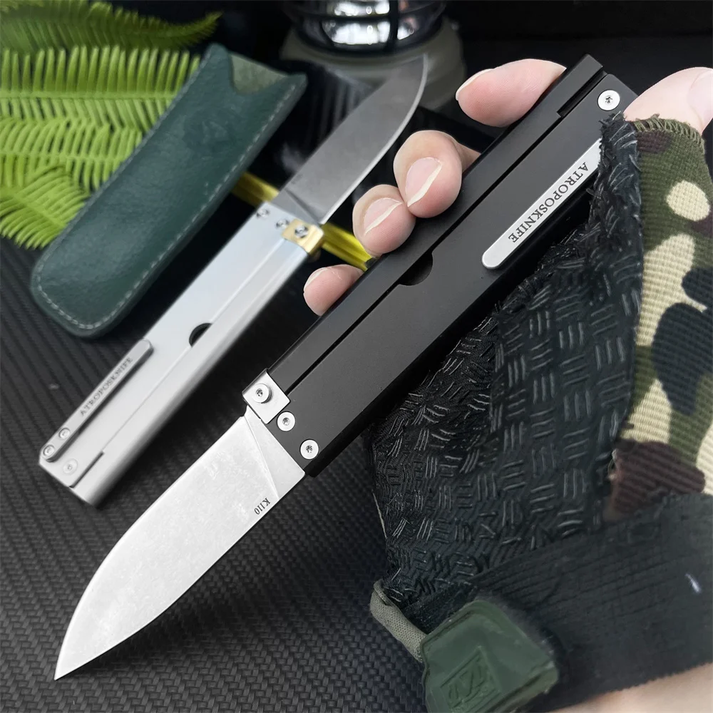 ATROPOS Trapper Folding Pocket Knife - D2 Steel Blade, Excellent Aluminum Handle, EDC Tool for Outdoor Camping and Hiking