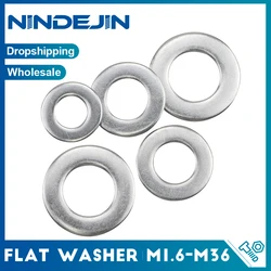 NINDEJIN 2-100pcs Flat Plain Washer M1.6 M2 M3 M4 M5 M6 M8 M10 M12 M14 M16 M18 M20 M22 M24 M27 Steel zinc plated Plain Gaskets