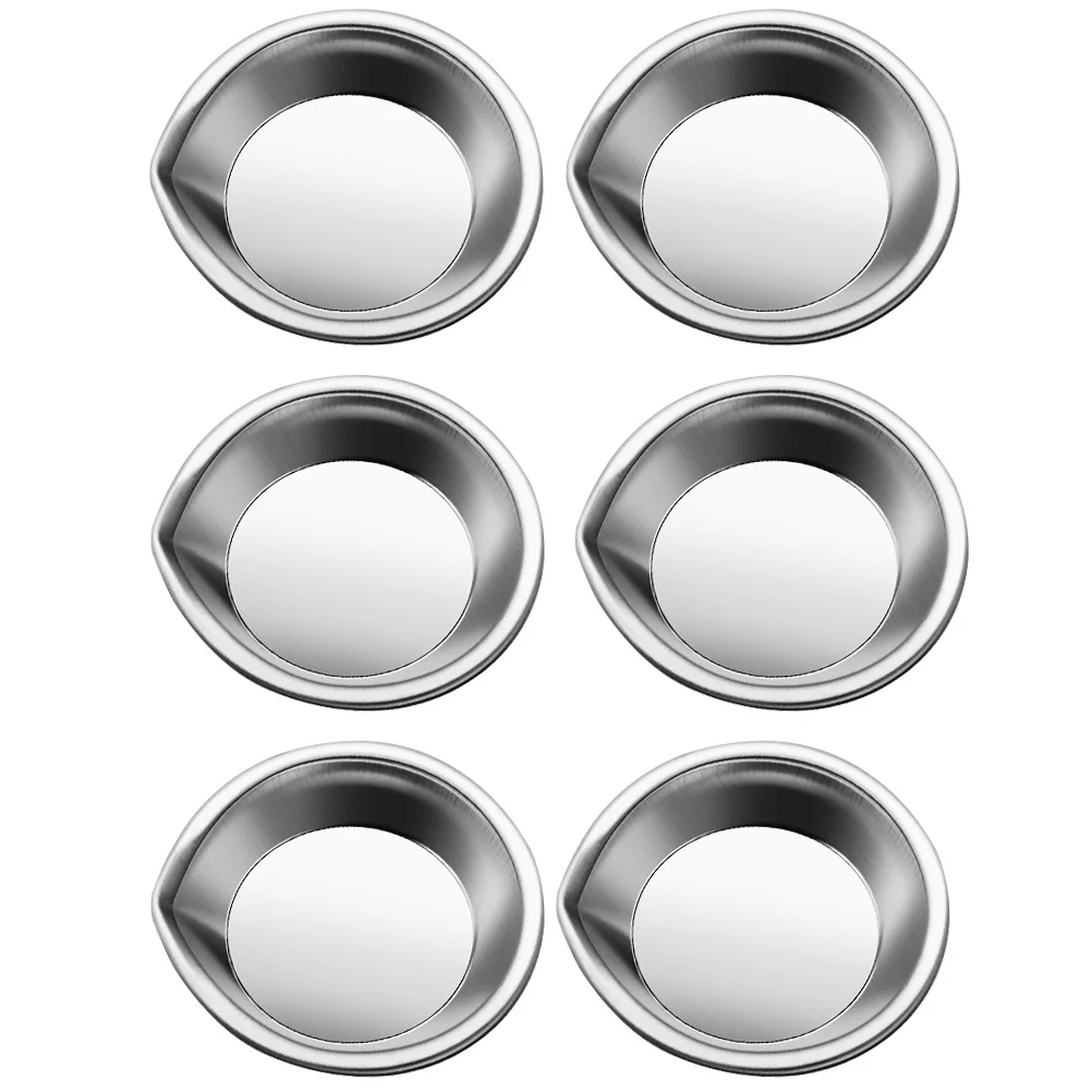 

6 Pcs Pour Mouth Palette Painting Plate Multi-functional Watercolor Stainless Round Pigment Trays Reusable Steel Metal