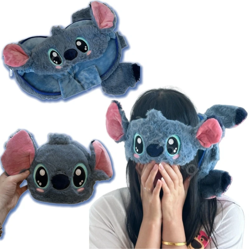 Stitch Multifunctional Eye Mask Headrest 2in1 Comfortable Travel Sleeping Neck Pillow Eyeshade Stuffed Anime Portable