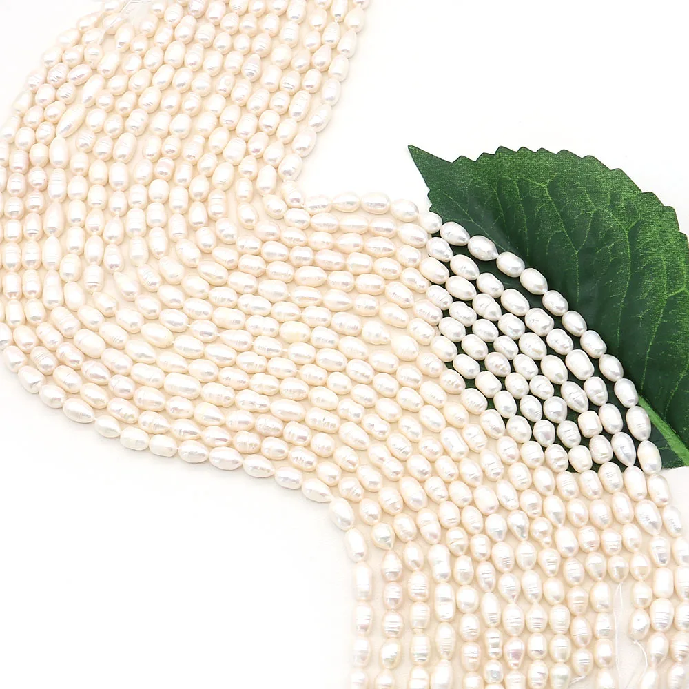 

Rice Shape Threaded Pearls White Natural Freshwater Pearls Spacer Beads Women DIY Creative Jewelry Necklace Bracelet Accessories