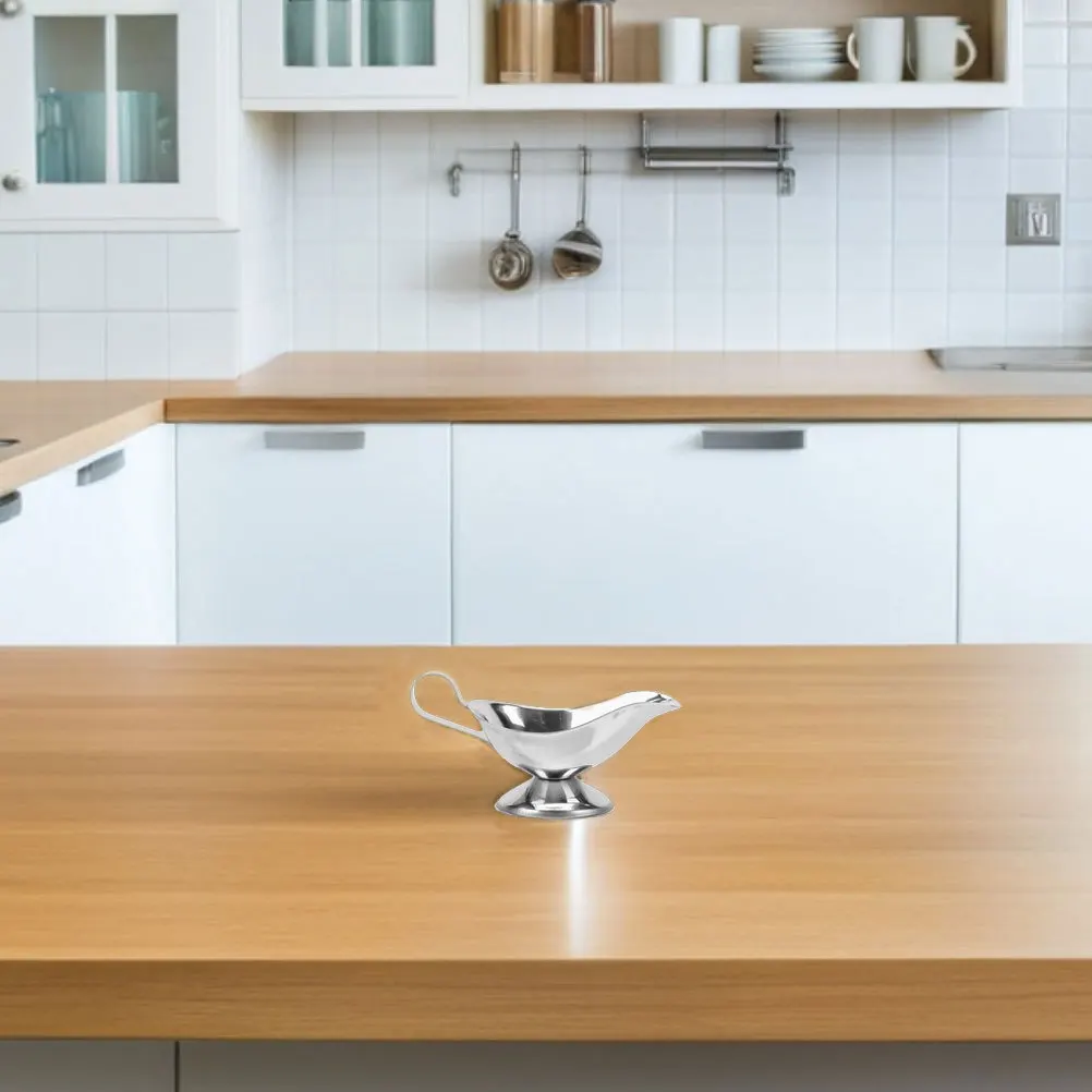 

3Pcs Stainless Steel Sauce Boat Elegant Gravy Pitcher for Home Restaurant Use Black Pepper Mushroom Sauce Maple Syrup Server