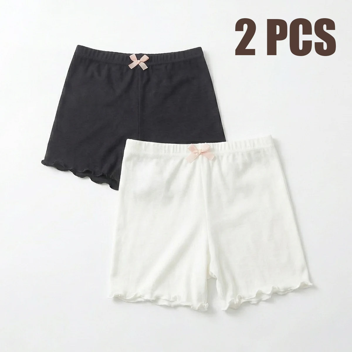 2 PCS Girls' Safety Shorts, Simple Solid Color Leggings, Lightweight and Comfortable, Suitable for Kids and Babies' Daily Wear I