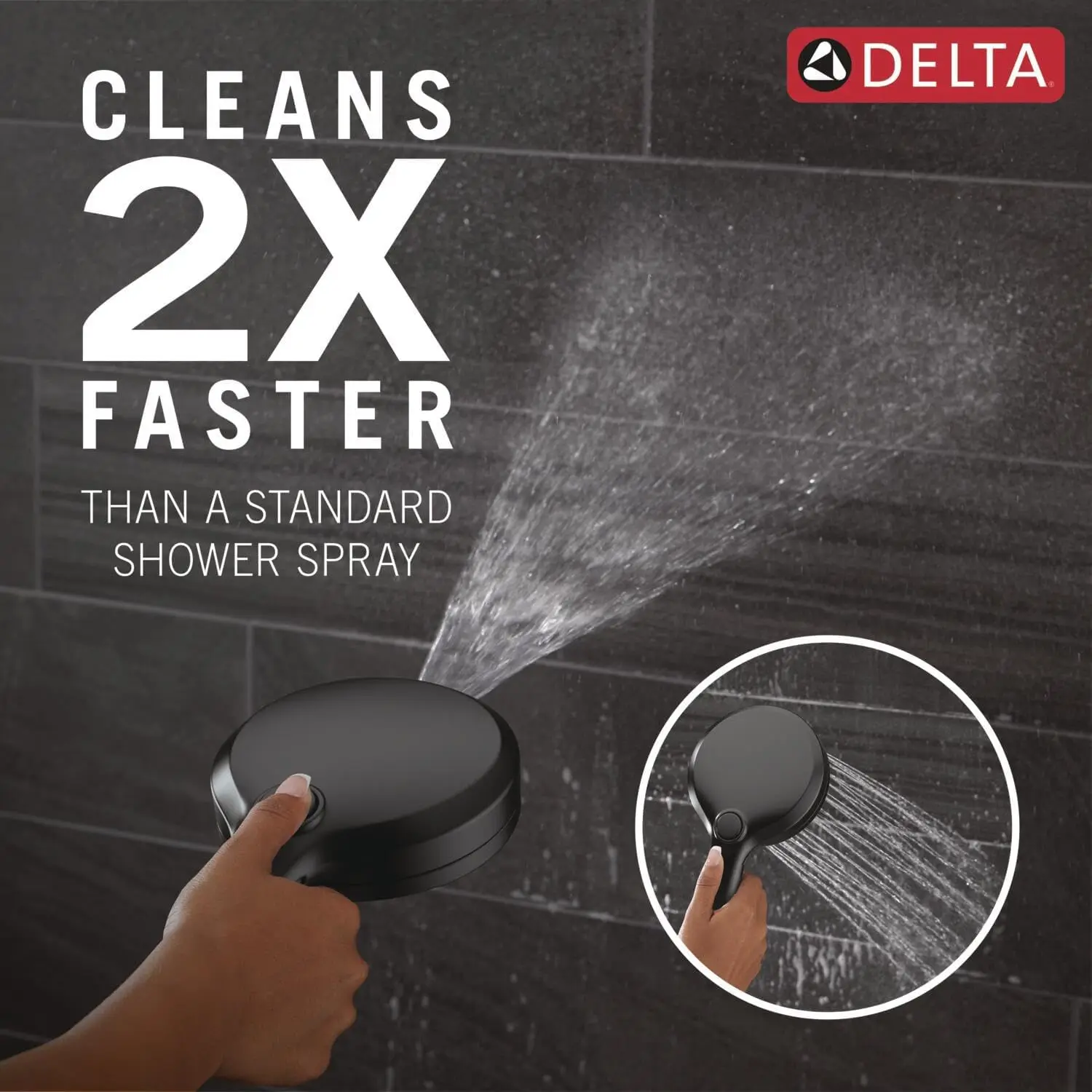 6-Setting 2-in-1 Dual Shower Head with Handheld High Pressure Spray, Matte Black Detachable Design, 1.75 GPM Flow