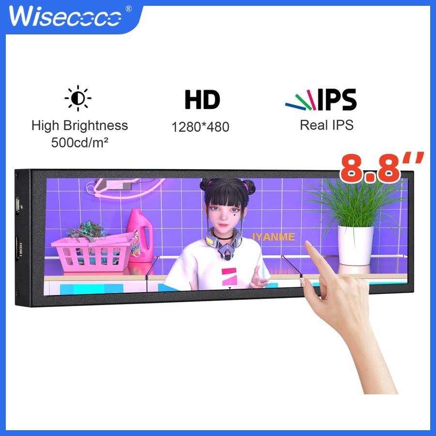 

8.8 Inch Touchscreen Monitor Mini PC Temperature Display PC Sensor Panel IPS for Raspberry Pi AIDA64 CPU RAM Data Computer Case