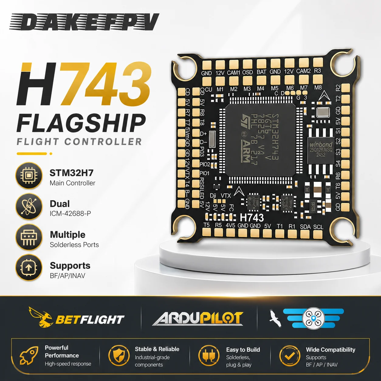 H743 Flight Controller / H7 V3S Plus FC + 70A 4in1 BLheli_S ESC Stacks 30.5*30.5mm For RC FPV Racer Drone