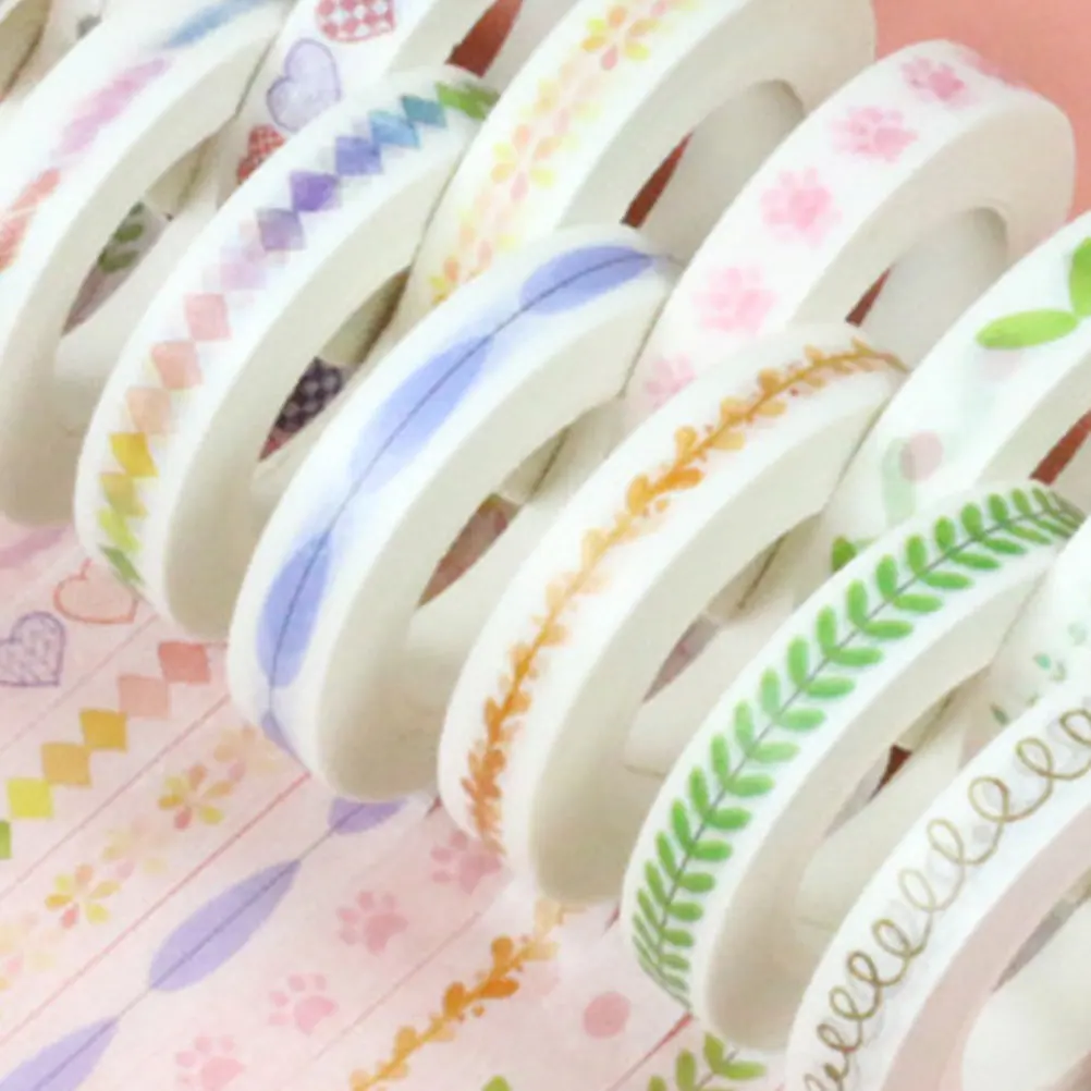 

10 Rolls Hand Account Decorative Tape Washi DIY Crafts Paper Multi-Purpose for Scrapbook Journal Planner Stationery