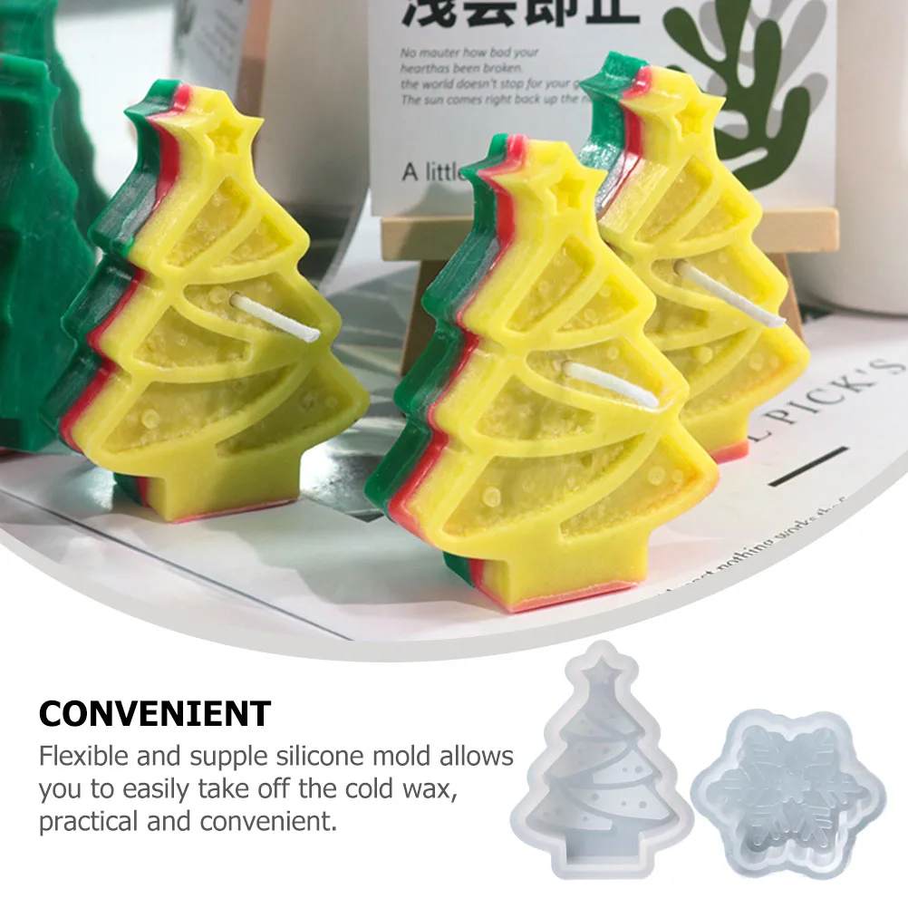 

2Pcs Christmas Tree C Mold Silicone DIY Wax Soap Making Flexible Easy Demold Long Use Practical Gift Hardware