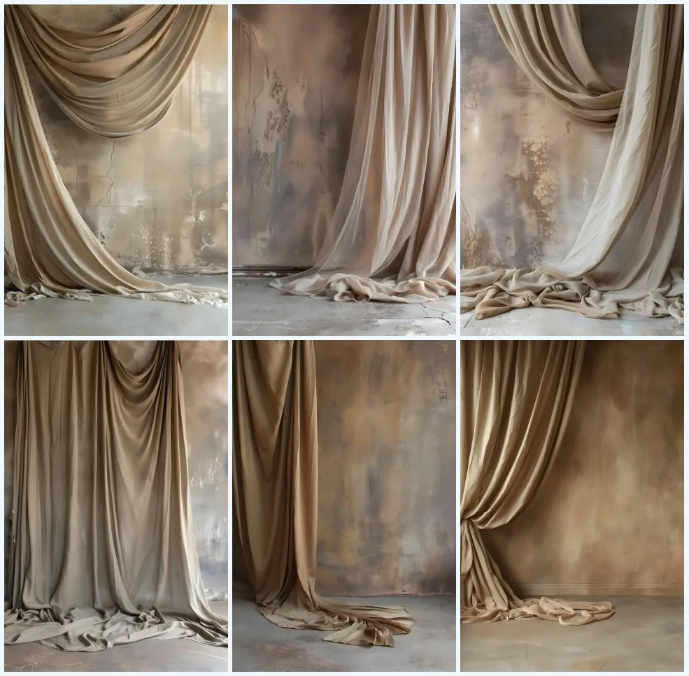 Mehofond Photography Background Brown Textured Wall with Drapery Art Family Maternity Backdrops Photo Studio Props Photozone