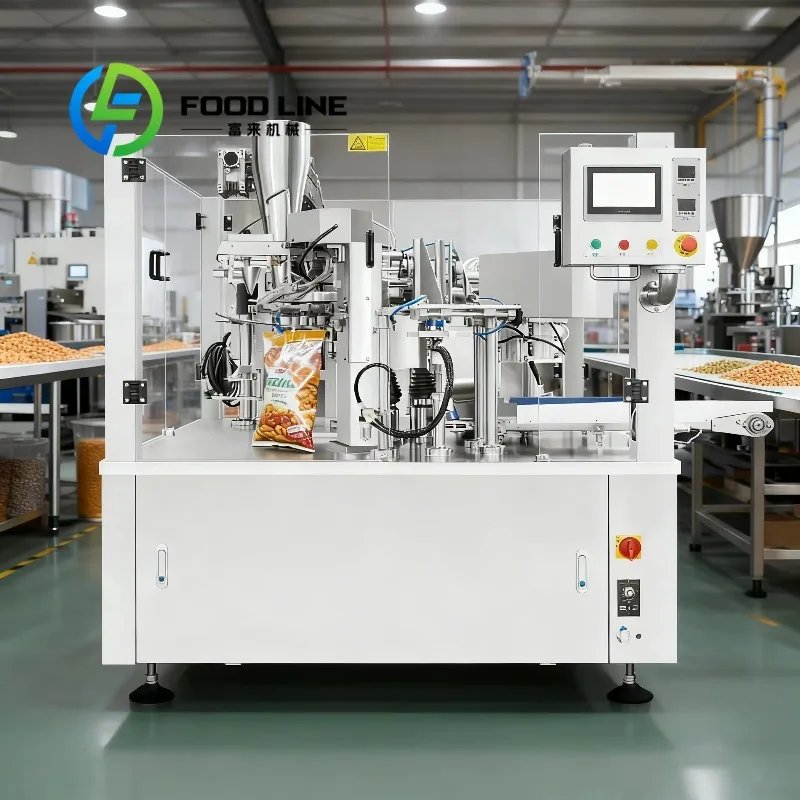 Rotary Premade Pouch Packing Machine Adjustable Gripper Width Adapts Various Premade Pouches For Nut Dried Fruit Continuous