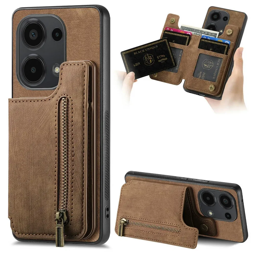 For Vivo Y22s Y33s Y35 Y36 4G 5G Zipper Card Case Magnet Funda Vivo Y 36 Y11s Y12 Y15 Y16 Y20 s Y27 Y21s Y52 Y72 Y19s Back Cover