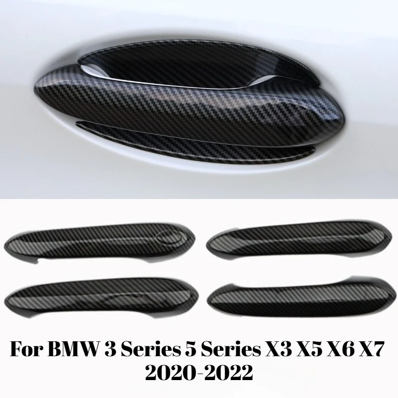 For BMW 3 Series 5 Series X3 X5 X6 X7 2020-2022 Car Door Handle Bowl Decorative Trim Cover Carbon Fiber Anti Scratch Protector