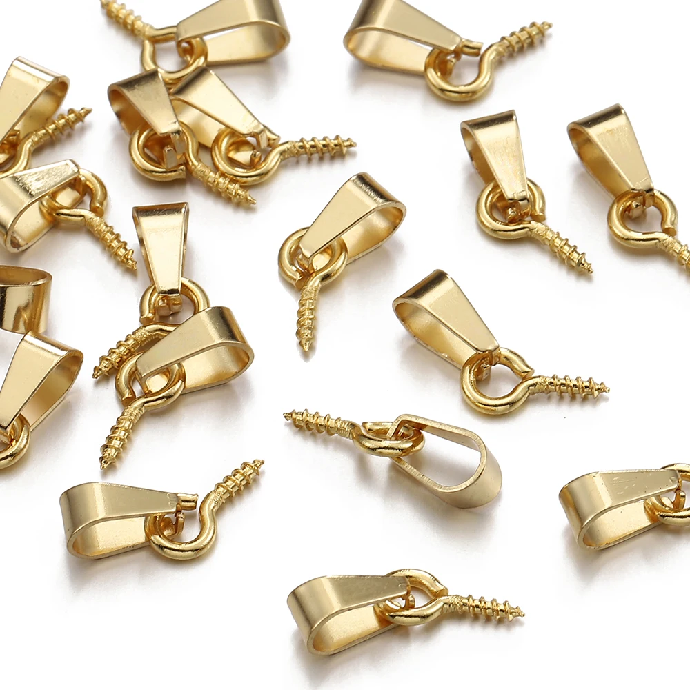 20pcs Stainless Steel Screw Eye Pins Bail Top Drilled Beads End Pendant Charms Connectors Dangle Charm for Jewelry Making DIY