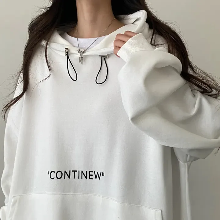 Women Harajuku Vintage Loose Hooded Shirt Y2k Sweatshirt Korean Oversized Pullovers Hoodie Autumn Winter Letter Print Tops
